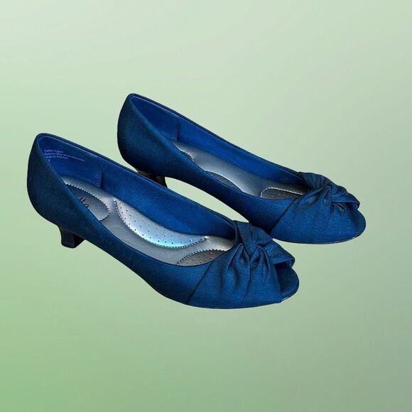 Abella EUC Black Fabric Peep Toe Dress Shoes Kitten Heel Size 8 - Picture 14 of 15